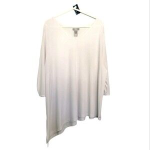 Catherines White Asymmetrical Hem Blouse Size 1X
